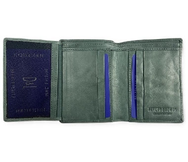 Cartera Hombre Piel Verde cierre elastico D&L Yale