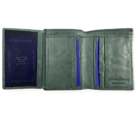 Cartera Hombre Piel Verde cierre elastico D&L Yale
