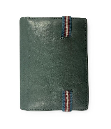 Cartera Hombre Piel Verde cierre elastico D&L Yale