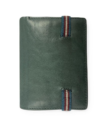 Cartera Hombre Piel Verde cierre elastico D&L Yale