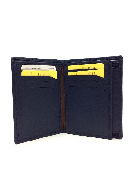 Cartera de Piel para Hombre JL Azul – Monedero Interior, Doble Billetero y RFID