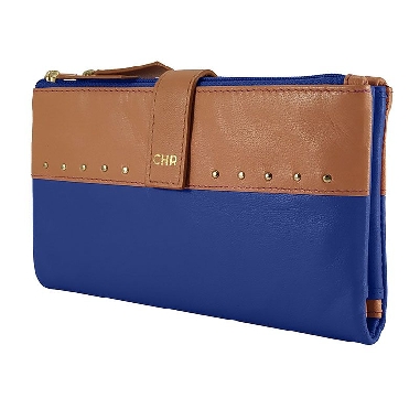Billetera mujer piel Cacharel star en Azul GRANDE