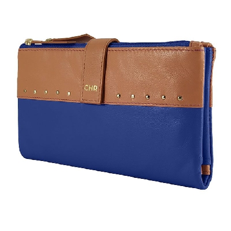 Billetera mujer piel Cacharel star en Azul GRANDE