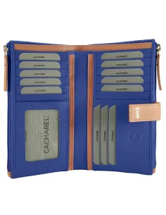 Billetera mujer piel Cacharel star en Azul GRANDE 2