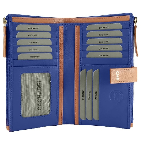 Billetera mujer piel Cacharel star en Azul GRANDE