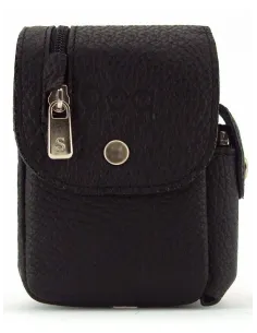 Pitillera en piel con cremallera exterior Negra ACQ