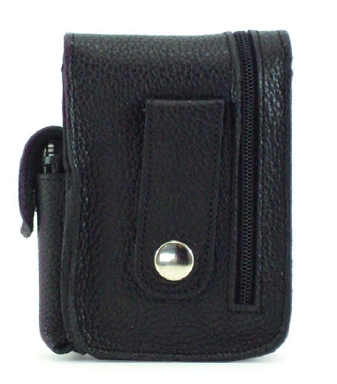 Pitillera en piel con cremallera exterior Negra ACQ