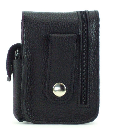 Pitillera en piel con cremallera exterior Negra ACQ