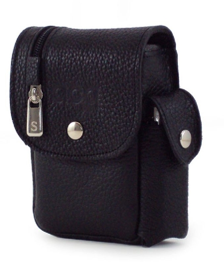 Pitillera en piel con cremallera exterior Negra ACQ