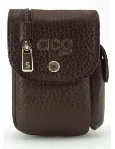 Pitillera en piel con cremallera exterior Marron ACQ