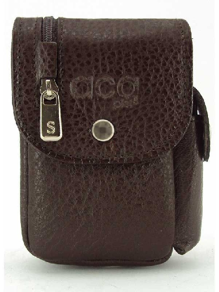 Pitillera en piel con cremallera exterior Marron ACQ