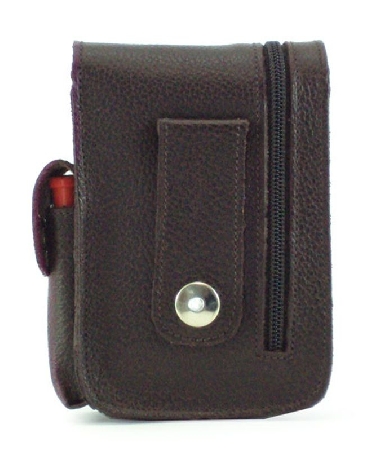 Pitillera en piel con cremallera exterior Marron ACQ