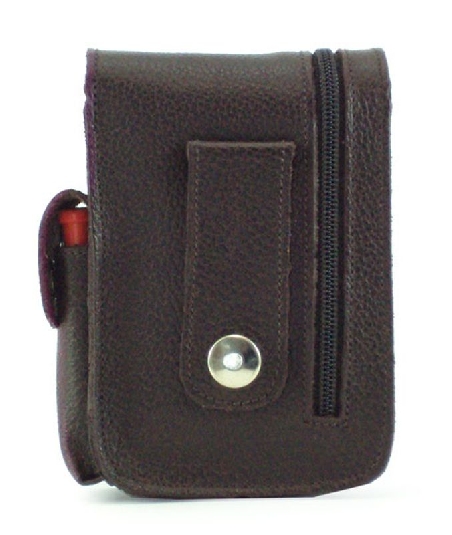 Pitillera en piel con cremallera exterior Marron ACQ