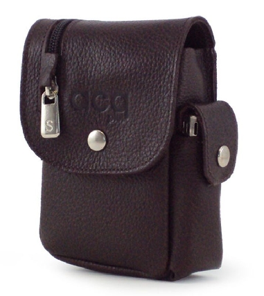 Pitillera en piel con cremallera exterior Marron ACQ
