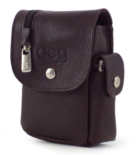 Pitillera en piel con cremallera exterior Marron ACQ