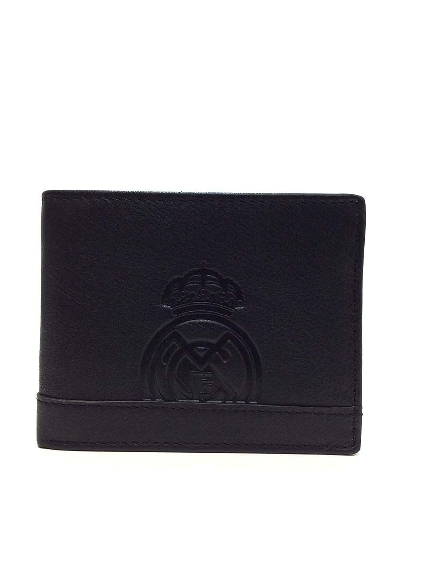 Cartera Americana con monedero del Real Madrid Estadio en Piel Negra