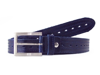 Cinturon Mujer Azul en Piel picadada Lagrima
