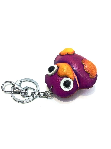 Llavero De Piel Artesanal Animales Patito Morado