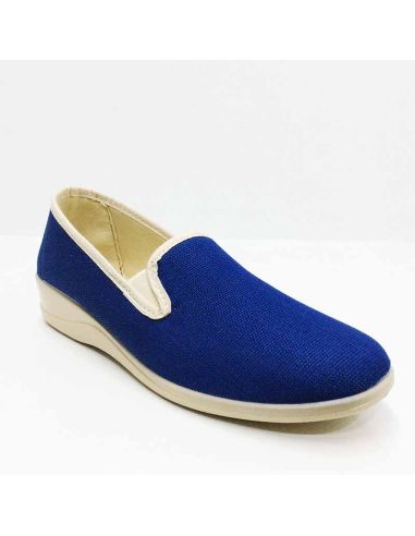Zapatillas para Mujer en Azul Marino ribete Beig