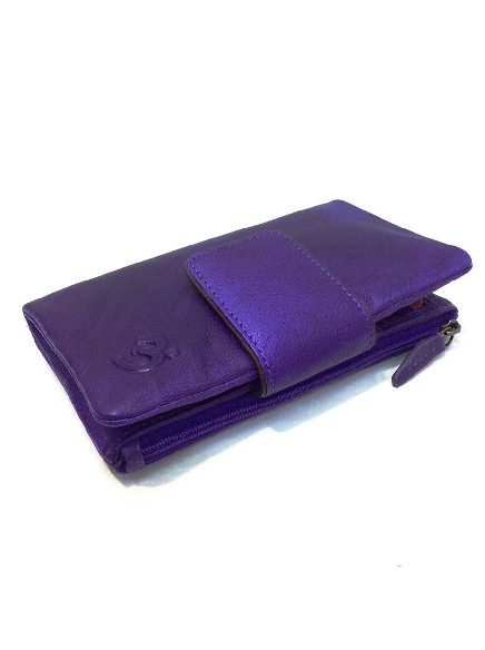 Billetero Piel Mujer Mediano en Morado Belmonte