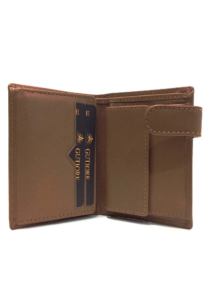 Cartera con monedero de Piel para hombre en Cuero quemado Vintage