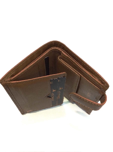 Cartera con monedero de Piel para hombre en Cuero quemado Vintage