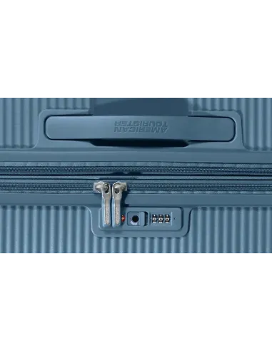 Maleta soundbox Stone Blue 55 cm American Tourister con cerradura TSA