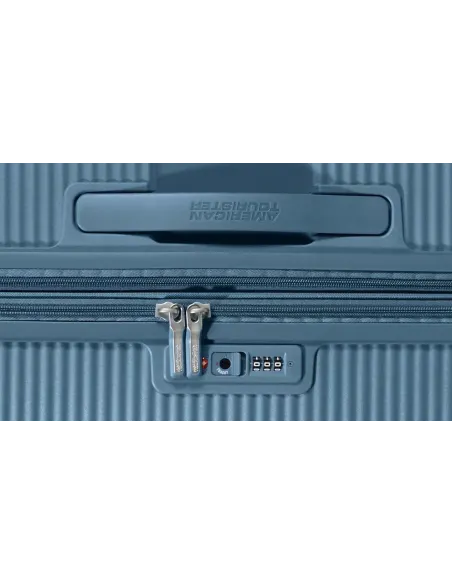 Maleta soundbox Stone Blue 55 cm American Tourister con cerradura TSA
