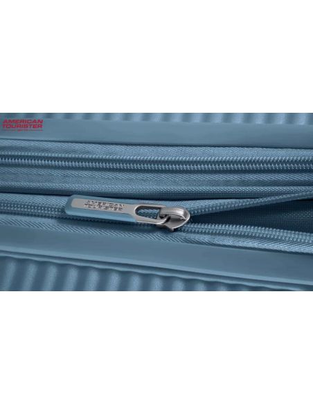 Maleta mediana american tourister soundbox stone blue con sistema expandible