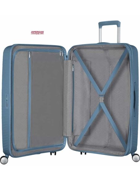Maleta grande american tourister soundbox stone blue detalles interiores