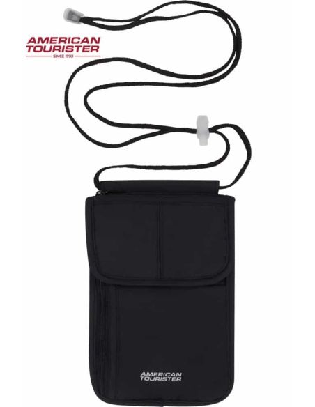 Porta documentos para el cuello Rfid American Tourister Negro visto desde arriba