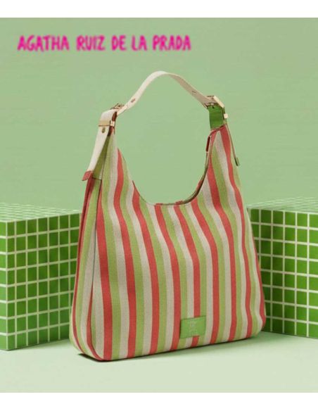 Bolso hobo tejido líneas Agatha Ruiz de la Prada Fucsia
