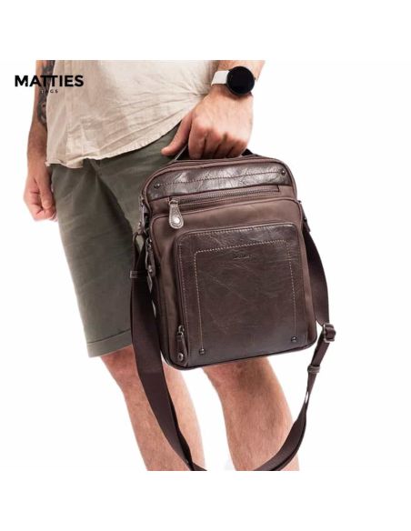 Bolso reportero hombre vestir Matties Sport marron