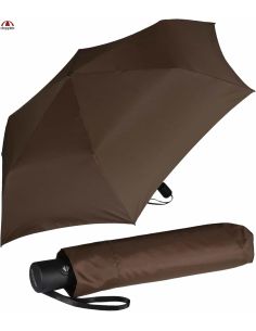 Paraguas Doppler Zero Magic Mocca Brown Ultraligero abierto y cerrado