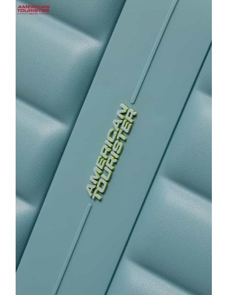 Maleta american tourister grande Neovibe Muted Mint detalle de la marca