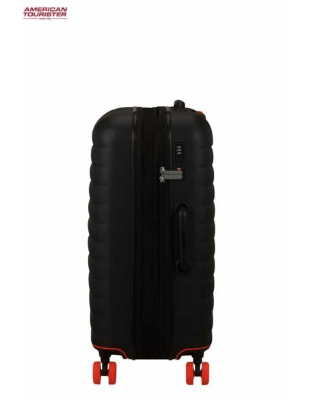 Maleta mediana American Tourister Neovibe negra y naranja | Resistente y original