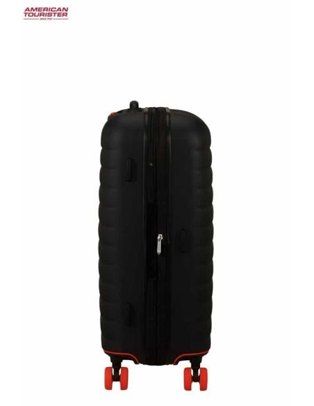 Maleta mediana American Tourister Neovibe negra y naranja | Resistente y original