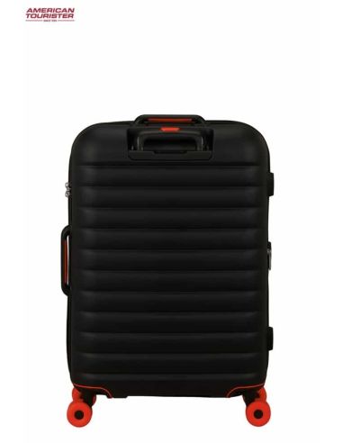 Maleta mediana American Tourister Neovibe negra y naranja | Resistente y original