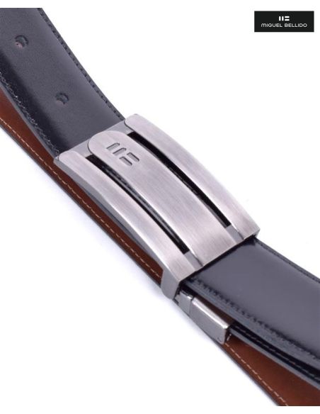 Cinturon hombre con Hebilla Chapon reversible Negro con Cuero