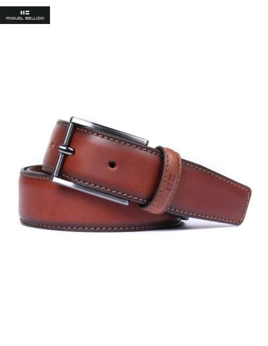 Cinturón hombre piel marrón Miguel Bellido elegante engrasado