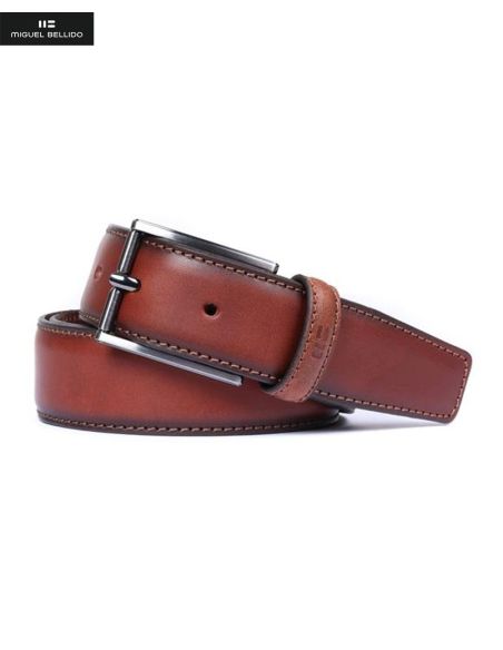 Cinturón hombre piel marrón Miguel Bellido elegante engrasado