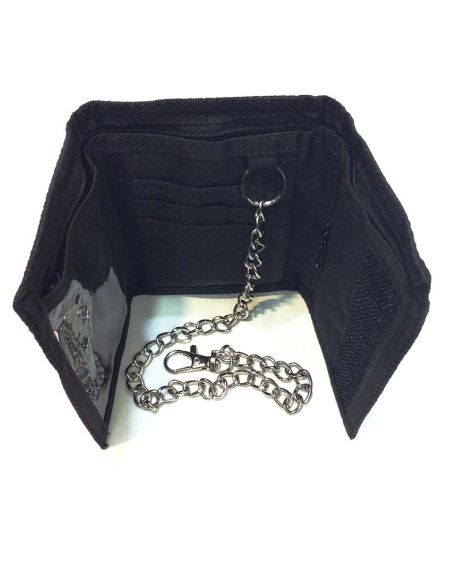 Cartera hombre juvenil nylon velcro moto con cadena seguridad
