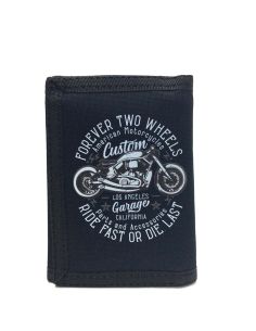 Cartera hombre Velcro decorada moto azul 2