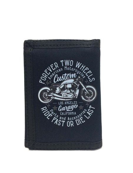 Cartera hombre Velcro decorada moto negra