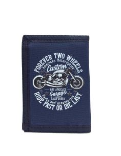Cartera hombre Velcro decorada moto azul