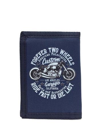 Cartera hombre Velcro decorada moto azul