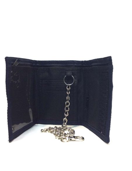 Cartera hombre juvenil nylon velcro lisa con cadena seguridad
