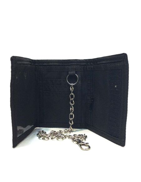 Cartera hombre juvenil nylon velcro lisa con cadena seguridad