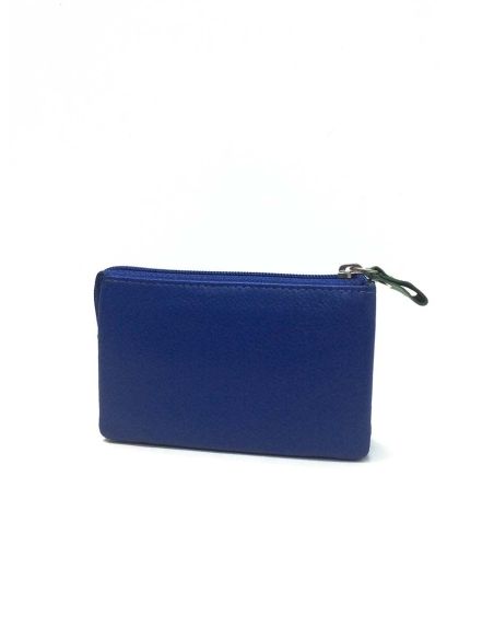 Monedero de tres apartados para mujer de Piel Suave Belmonte color Azulon
