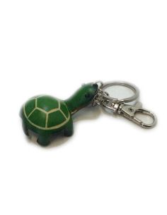Llavero de Piel Artesanal Animal Tortuga Verde con Morado
